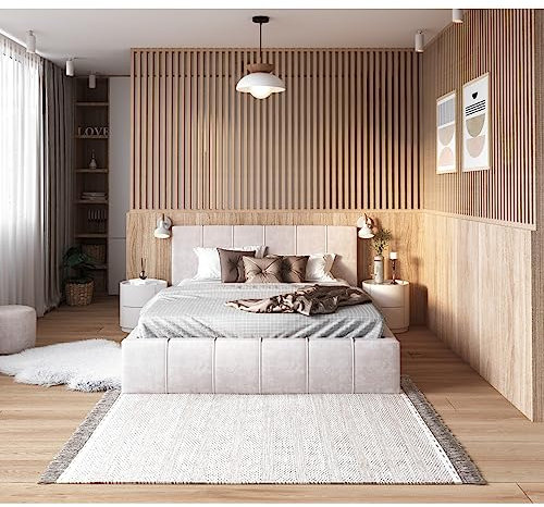 Lit coffre ATLANTA 160 x 200 cm avec sommier à lattes relevable Beige