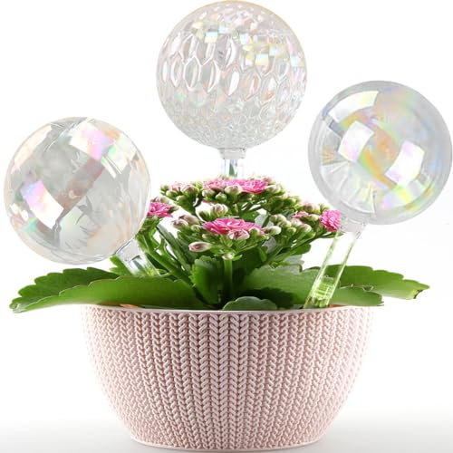 E-feilai ‌Glass Self-Watering Globes - Plant Watering Spikes for Outdoor Garden & Indoor Houseplants, 6 Pack Slow-Release Watering Dripper System, Prevents Over/Under Watering‌