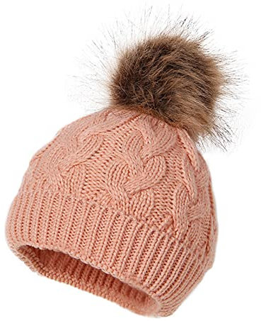 Säuglingskleinkind-Wintermützen für Babys, Mädchen, Jungen, gestrickte, warme Skimützen, schöne Bommel, Kinder, Mütze, 0–24 Monate Fendt Mütze Kinder (A, One Size)