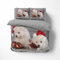 FEBE 3D Bettwäsche Welpenhunde Weihnachten Bettbezug-Set 135x200 + Kissenbezug 80x80 cm Wendebettwäsche 2 Teilig mit Reißverschluss Mikrofaser Winterbettwäsche Duvet Cover