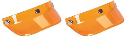 2er-Set Motorradhelm-Visier, 3 Druckknöpfe, Vintage-Zubehör, transparent, Orange, 181 x 105 mm