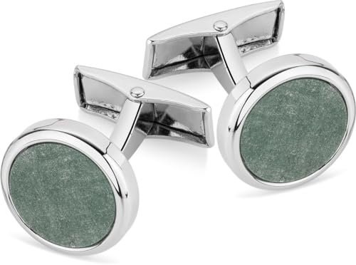 LINDENMANN Manschettenknöpfe Herren Salbei grün im Geschenketui für Business oder Hochzeit
