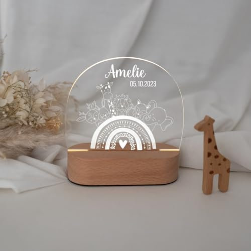 wunderwunsch® - Personalisiertes Nachtlicht für Babys - Individuelle Nachttischlampe für Kinder - Personalisierte Geschenke Kinder - Babygeschenk - Geschenk zur Geburt