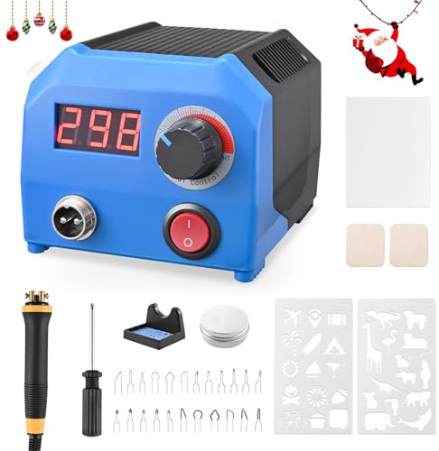 Trsaow Wood Pyrography Kit, LCD Pyrography Machine 60W (Adjustable Temperature from 0-700°C), Complete Wood Burner Set with 1 Pens and 23 Pyrography Wire Tips