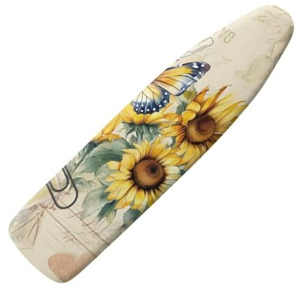 HOWILATH Butterfly Sunflower Ironing Board Cover 122 x 38cm Home Replacement Ironing Board Pad Soft Polyester Material, Easy to Clean-M