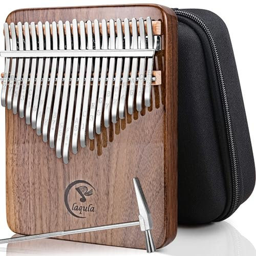 Kalimba 21 Schlüssel Daumenklavier Tragbares Massivholz Kalimba Walnuss Finger Piano Professionelles Musikinstrument Marimbas mit Lernanleitung, Tragetasche Geschenk für Anfänger Kinder Erwachsene