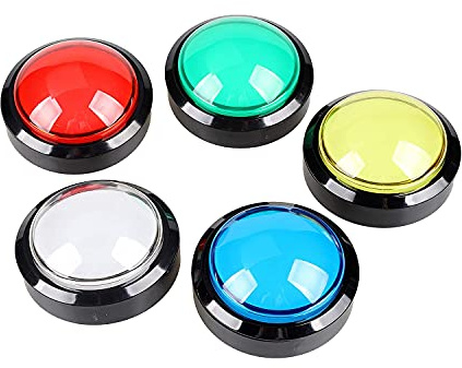 Torribala 5 Botones de Arcade, de 60 Mm BotóN Pulsador LED de 2,36 Pulgadas con Microinterruptor para Consola de Videojuegos de MáQuina Arcade