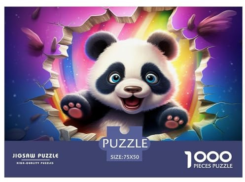 cloudssstore 3D Panda 1000 Pieces for Adults Fun Thickened wooden Jigsaw Puzzles Stress Relief Toy Intellectual Game Home Decoration Education Game Premium & Durable 1000pcs (75x50cm)