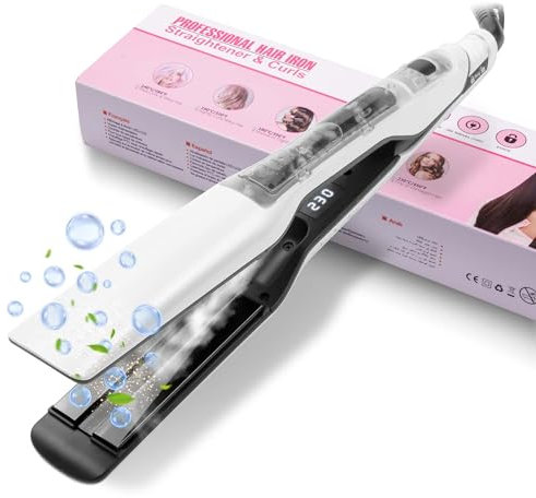 UKLISS Glätteisen Breit 40MM, Dampfglätteisen mit LCD Display, Steam Haarglätter mit 13 Temperaturstufen, Hair Straightener Ultraglatte Haare - Extreme Glättung und Haarschutz, 100℃-230℃