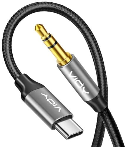 VIOY Aux to USB C 3.3FT, Type C to Aux-Headphone Male Cord Car Auxiliary Cable Compatible with iPhone 15/15Plus/Pro/Pro Max, Galaxy S23 Ultra iPad Pro Air Pixel 7 (grey,1pack)