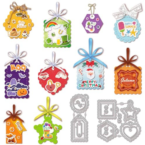 MAYJOYDIY Geschenkanhänger Metall Stanzformen Herz Pentagramm Stanzformen Für Die Kartenherstellung Festtagskarte Präge Stanzschablonen Für DIY Scrapbooking Album Basteldekoration