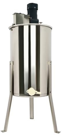 HuKaiL Honigschleuder Elektrisch, 140W 4-Waben Rähmchen Honigextractor Edelstahl 370RPM mit Deckel und Geschwindigkeitsregler, Diagonalschleuder mit 2*kleine Rahmen und 2*Standardrahmen Verarbeitet