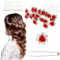 UHONEMY Lot de 25 épingles à cheveux pour mariage avec rose en cristal et strass Rouge