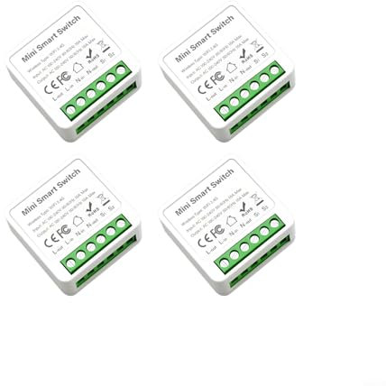 HEIBTENY 4pcs Smart Lichtschalter Module 1 Weg/2 Wege, Smart WiFi Switch Mini DIY WIFI Schalter passt hinter Wandschalter für Smart Life/für para Tuya App