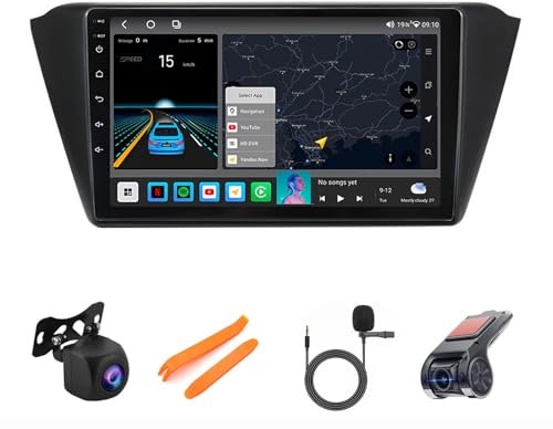 HURUMA Android 12 Bluetooth Auto Radio 2 DIN 10 HD Touchscreen per Skoda Fabia 2015 con Wireless Carplay/Android Auto con GPS DSP RDS FM Radio SWC WiFi BT AHD Retrocamera(M2 2+32G)