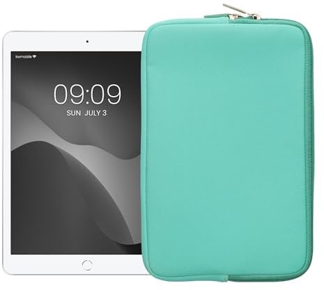 kwmobile Neoprene Pouch Compatible with 8-8,4 Tablet - Universal Sleeve Case Cover with Zipper for Tablet - Mint