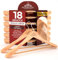 18 Kleiderbügel aus Holz Kleiderbügel Breite Schulter Holzbügel Farbe Naturholz - RealGruccia mit Hosensteg Polierter Oberfläche Drehbaren Hakens und Abgeschrägte Profile - 24x45cm