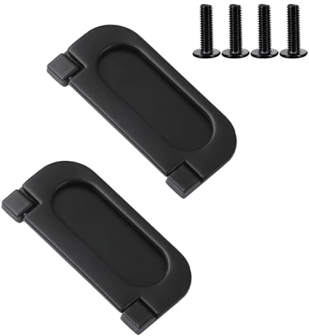 2 Stück Griffe unsichtbare, Flacher Türgriffe für Schranktüren Schublade, Eingebetteter Ziehen Griff mit Schrauben (Schwarz, 74MM)