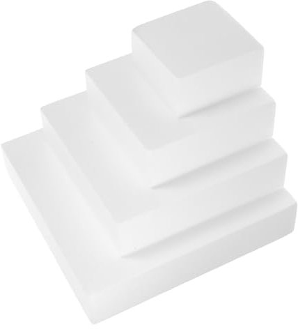 Tofficu 4-teiliges Quadratisches Kuchen-Dummy-Set Wiederverwendbare Schaumstoff-kuchenmodelle Für Dekorative Übungen Hochzeitsfeier-zubehör Weiß