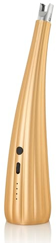 AdHoc Lichtbogen Feuerzeug Elektrisch Stabfeuerzeug USB-C, Gold | aufladbar Sturmfeuerzeug mit über 1000°C, windfest, extra Langer Zündhals, LED-Ladeanzeige, sicher & umweltfreundlich