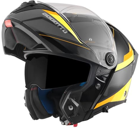 Bogotto Ezion Klapphelm, schwarz matt/gelb, 2XL
