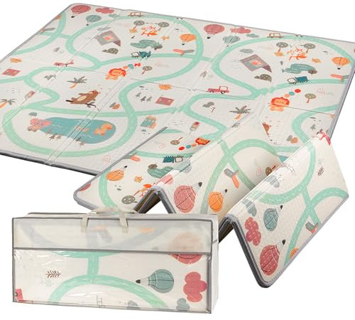 Truevaste Krabbelmatte Baby 180x200x1.5cm, Faltbare Spielmatte Kinder Doppelseitigem, Wasserfeste Rutschfest Play Mat Tragbar Bodenmatte mit Tragetasche Teppich für Kinder- & Wohnbereich, Koala-Muster
