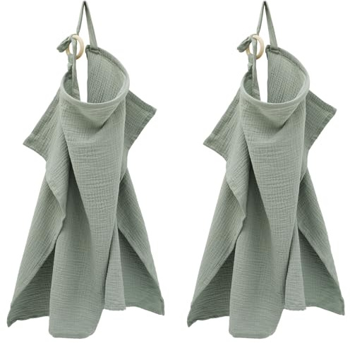 2 paños de lactancia para viajes, muselina, verano, 100 x 65 cm, muselina con banda ajustable para el cuello, para lactancia, pañuelos y bufandas