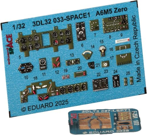 Eduard 1/32 Space Mitsubishi Zero 52 Typ Interieur 3D Aufkleber mit Ätzteil-Set (für Tamiya) Aufkleber für Kunststoffmodell EDU3DL32033 (Flugzeug)