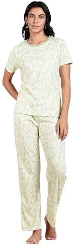 TURTLE Women’s Pyjama Set – Short Sleeve Nightwear & Lounge Wear, Soft Cotton PJ Set with Printed Top and Full Length Bottoms, Comfortable Sleepwear for Women