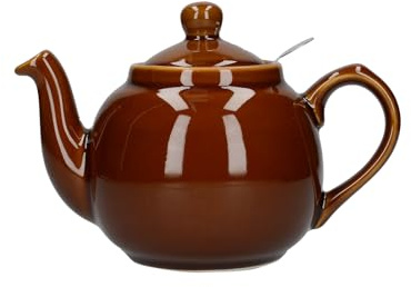 Théière en céramique London Pottery Farmhouse avec infuseur amovible et couvercle, grande théière avec filtre en acier inoxydable à mailles fines, 1200 ml / 40,6 oz pour thé en vrac ou sachets (Brun