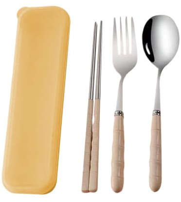 Liakyunf Utensilios De Viaje Con Estuche | Con Palillos Cuchara Tenedor | Juego De Cubiertos Portátil,Para Hogar Boda Fiesta Picnic Exterior Universidad Guardería Viaje Por Carretera