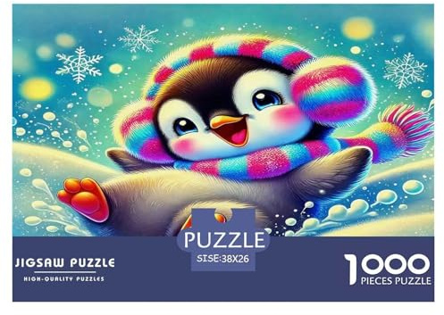 Penguin Jigsaw Puzzles Adult Jigsaws Recycled Paper for Aduls 1000 Pieces Puzzle Fun Colorful Winter Penguinand Challenging Family Game 38x26cm/1000pcs