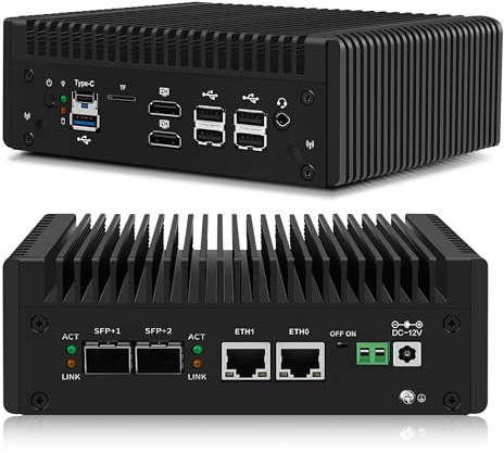 CWWK Mini PC N150 10GbE Firewall Appliance, Dual 10Gbit SFP+, 2 x i226-V 2.5GbE LAN, Micro OPNsense Box, 10Gb Mini Computer, 8GB DDR5 RAM 128GB NVMe SSD, E-Key, USB-C, TF, AES-NI