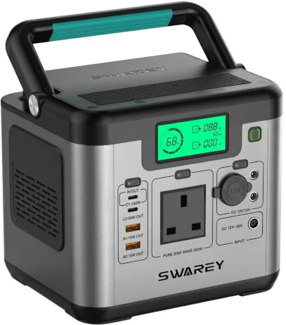 SWAREY Portable Power Station S550, 555Wh Solar Generator with 550W (Peak 1100W) Pure Sine Wave AC, PD 140W Two-Way Fast Charging USB-C, Emergency Power Supply for Outdoor Camping RV Home