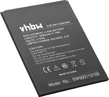 vhbw 1x Batterie Compatible avec Wiko Ridge Fab, Ridge Fab 4G téléphone Portable (3000mAh, 3,8V, Li-polymère)