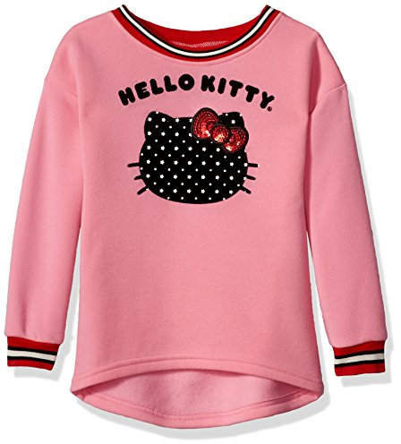 Hello Kitty Girls' Sweatshirt with Sugar Glitter Flocking and Fashion Rib
