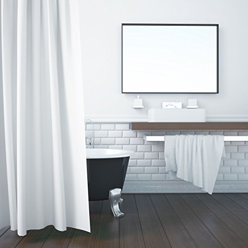 ZOLLNER Tenda da Doccia Bianca, 180x200 cm, con Gancetti, Altri Colori