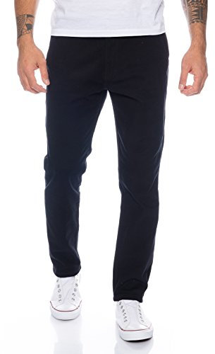 Rock Creek Herren Designer Chino Hose Regular Slim Chinohose RC-390 Schwarz W32 L30
