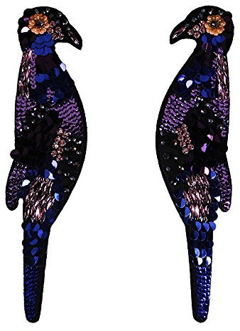 1 Paar Vögel mit Pailletten, Stickerei-Aufnäher, Perlen-Motiv, zum Aufnähen, Scrapbooking, Kleidung, Docarated Sewing