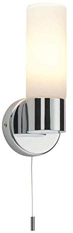 1 Light Wall Chrome Finish with Diffused Glass Shade IP44 LED Compatible Dimmable