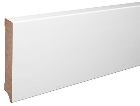 Sockelleiste Leipzig Buche Massivholz WEISS Oberkante Abgeschrägt 120mm
