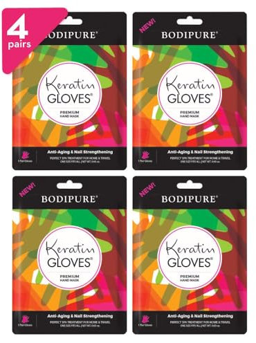 Bodipure Lot de 4 gants à la kératine pour hydrater les mains sèches