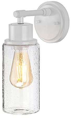 Licht-Erlebnisse Badlampe IP44 spritzwasserdicht Weiß Industrial Design Glas Schirm Wandleuchte Badezimmer JUNIS