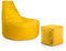 PATCH HOME Gamer Sessel Sitzsack inkl. Würfel Bean Bag Set Ø80cm, 30cm Sitzhöhe, 90cm Höhe + 35x35cm Würfel Gelb