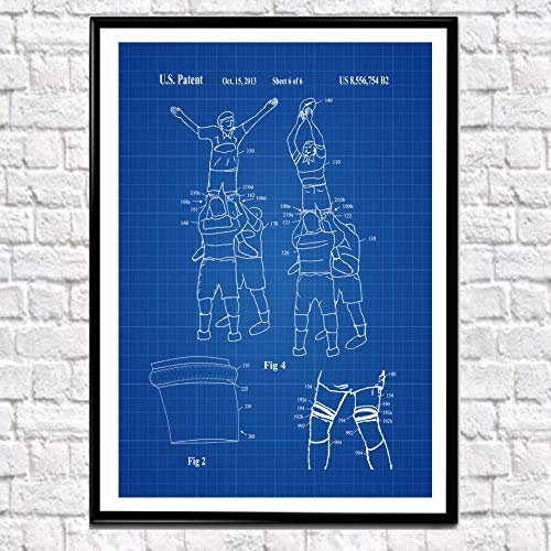 WallBuddy Rugby Poster New Zealand Rugby Union Patentdruck Rugby Druck Rugby Geschenk Sport All Blacks WB031 (8 x 10, Blaudruck)