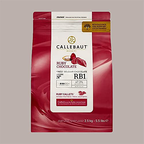 Lucgel Cioccolato di Copertura Rosa Naturale Ruby in Bottoni Gluten Free - 2,5 Kg -