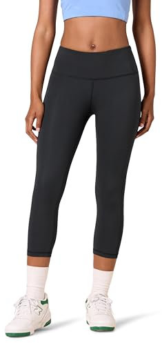 Amazon Essentials Leggings Capri Sportivi Modellanti per Allenamento a Vita Media Donna, Nero, S