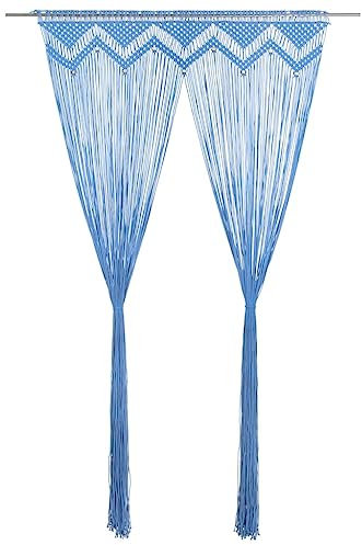 vidaXL Makramee Vorhang Handgefertigt Wandbehang Tapestry Türvorhang Dekovorhang Fenstervorhang Hochzeit Hintergrund Blau 140x240cm Baumwolle