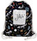 HECKBO Turnbeutel Mädchen Jungen mit Sichtfenster - Dino Dinosaurier Skelett - 40x32cm - Kindergarten, Kita, Krippe - Rucksack