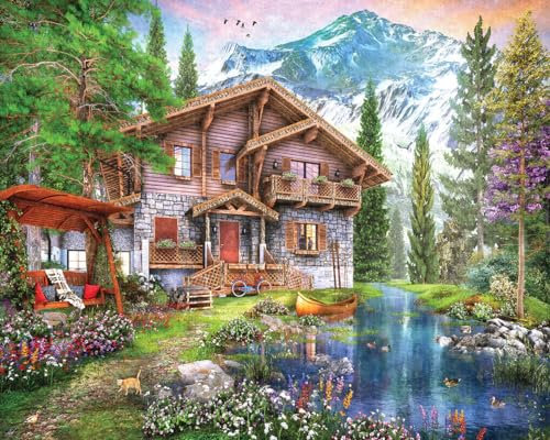 White Mountain Puzzles Mountain Chalet, 1000 Piece Jigsaw Puzzle